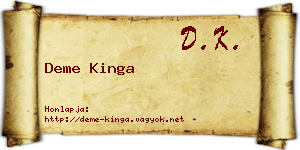 Deme Kinga névjegykártya